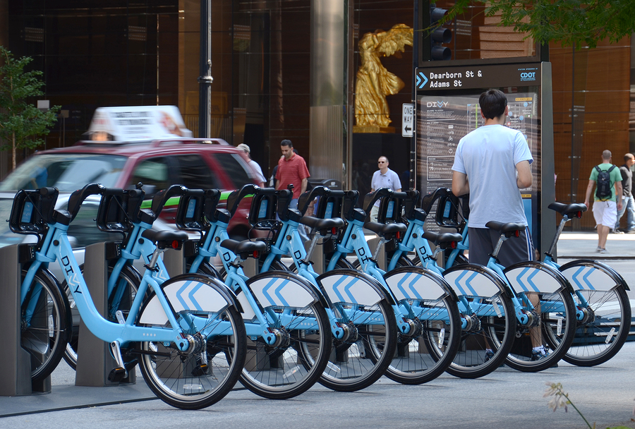 Divvy Bike Rental Station In Downtown Chicago
