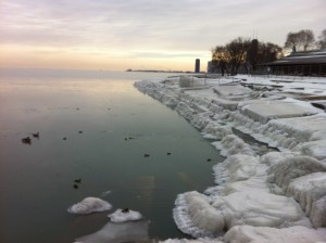 Ice Covered Lake Front